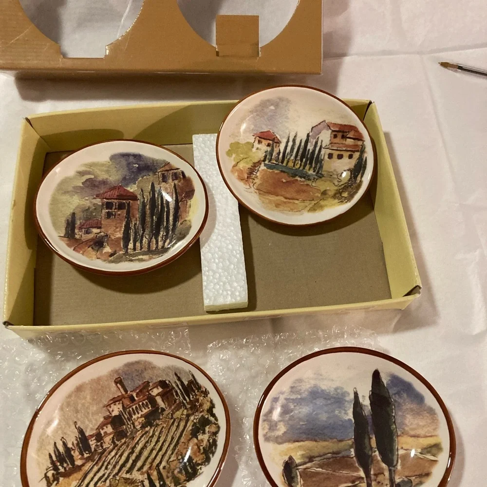Williams-Sonoma Tuscan landscape, dipping bowls, set of four brand new! Gift!